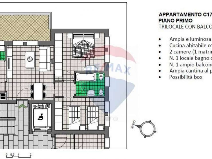 TRILOCALE PRIMO PIANO CON BOX SINGOLO